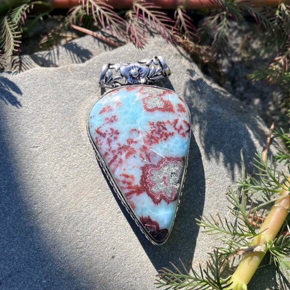Red and Blue Larimar Pendant Stone Crystal Jewelry - Picture 10 of 10